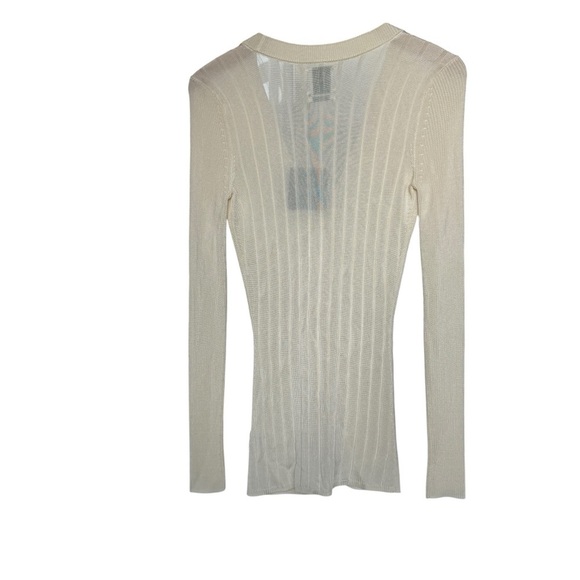 NWT! ST. JOHN Women's XS Ivory Ecru V-Neck Knit Cardigan Sweater Casual Ribbed - Picture 6 of 12